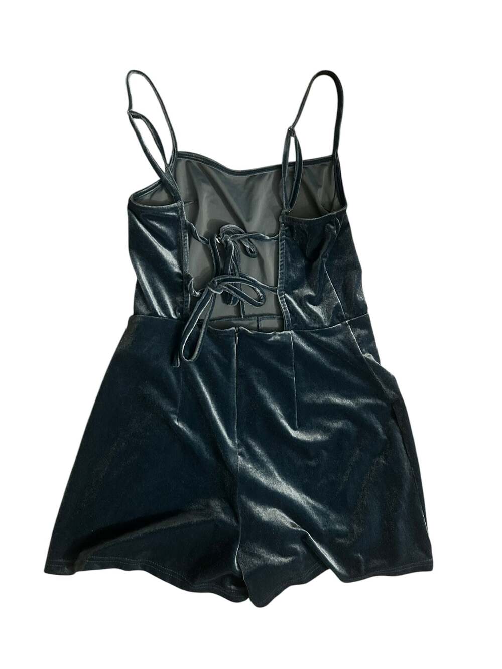 Urban Outfitters Velvet Lace-Up Back Romper - Picture 3 of 4